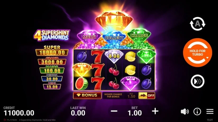 Captura do jogo 4 Supershiny Diamonds: Hold and Win