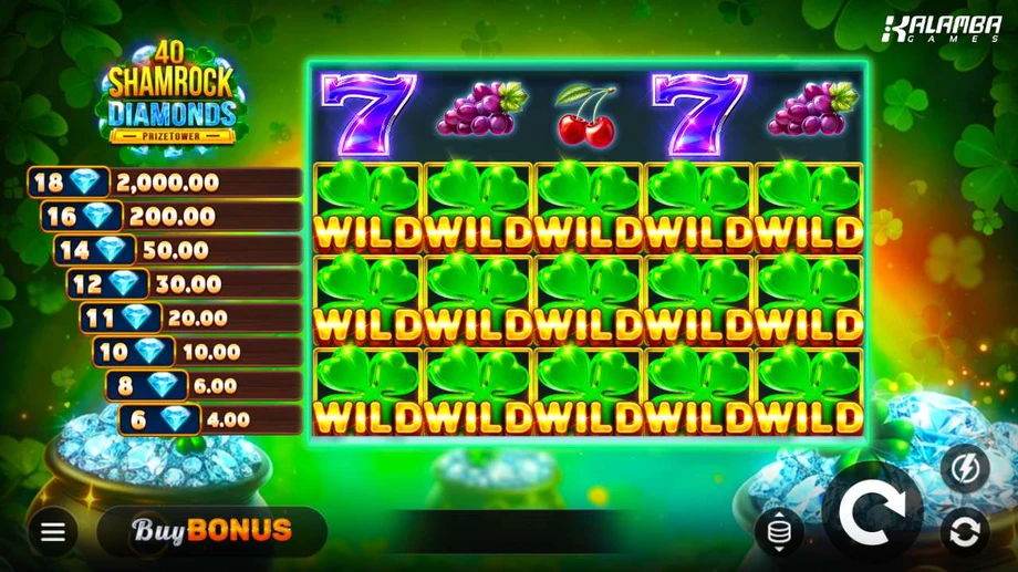 Captura do jogo 40 Shamrock Diamonds PrizeTower