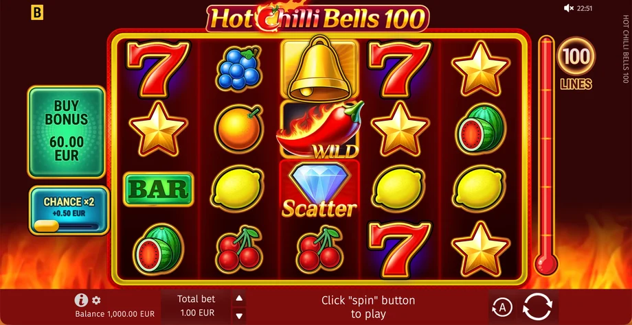 Captura do jogo Hot Chilli Bells 100